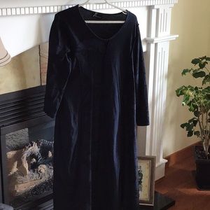 Navy blue with black accent long sleeved cotton dress